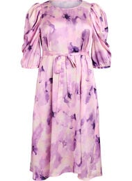 Kortermet festkjole med knytebelte, Lilla