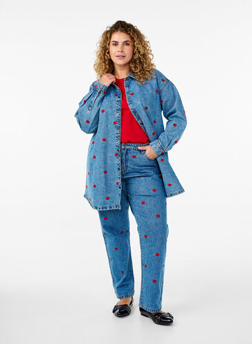 Zizzi Høy midje Gemma jeans med lepper, Blå, Model image number 0