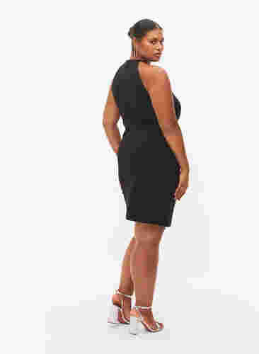 Halterneck kjole med perler, Black w. Beads, Model image number 1