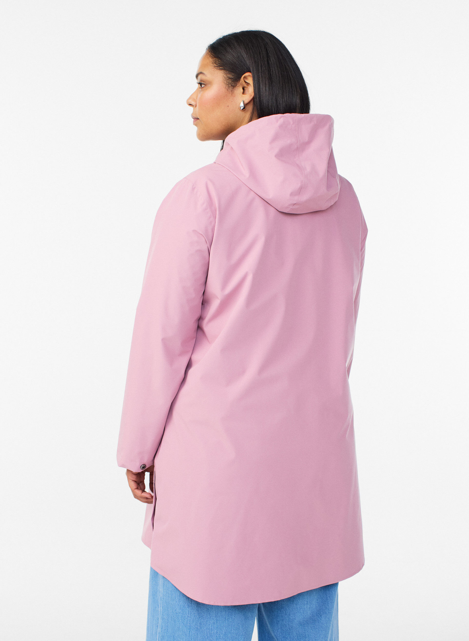 ZizziRegnjakke med lommer og hette, Rosa, Model image number 2