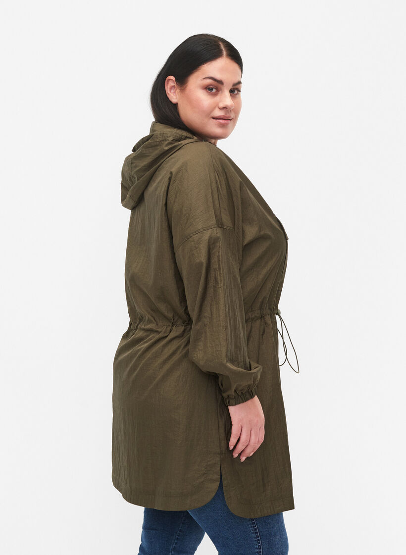 Lang anorak med hette og lommer, Grape Leaf, Model image number 1
