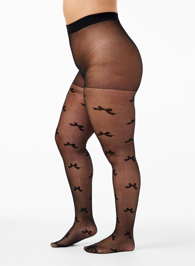 30 denier tights med sløyfemønster, Black, Model image number 0