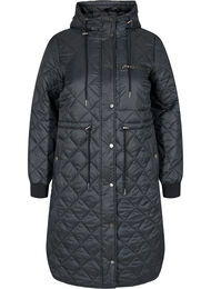 Lett jakke med quiltet mønster og hette, Black