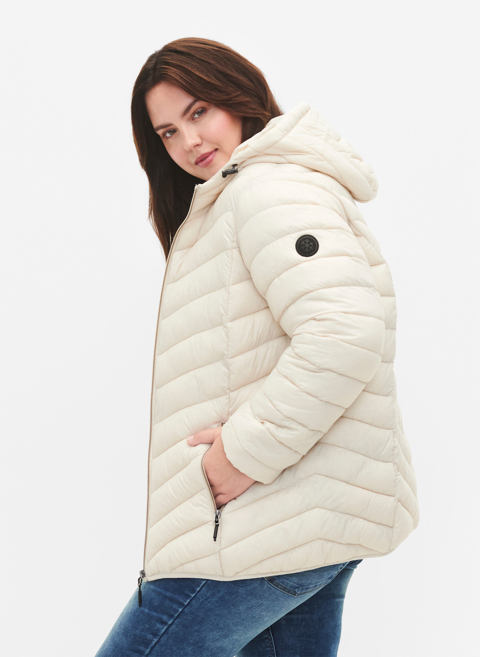 ZizziLettvektsjakke med hette, Beige, Model image number 3