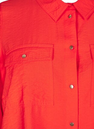 Zizzi Skjorte med krage og brystlommer, Rød, Packshot image number 3