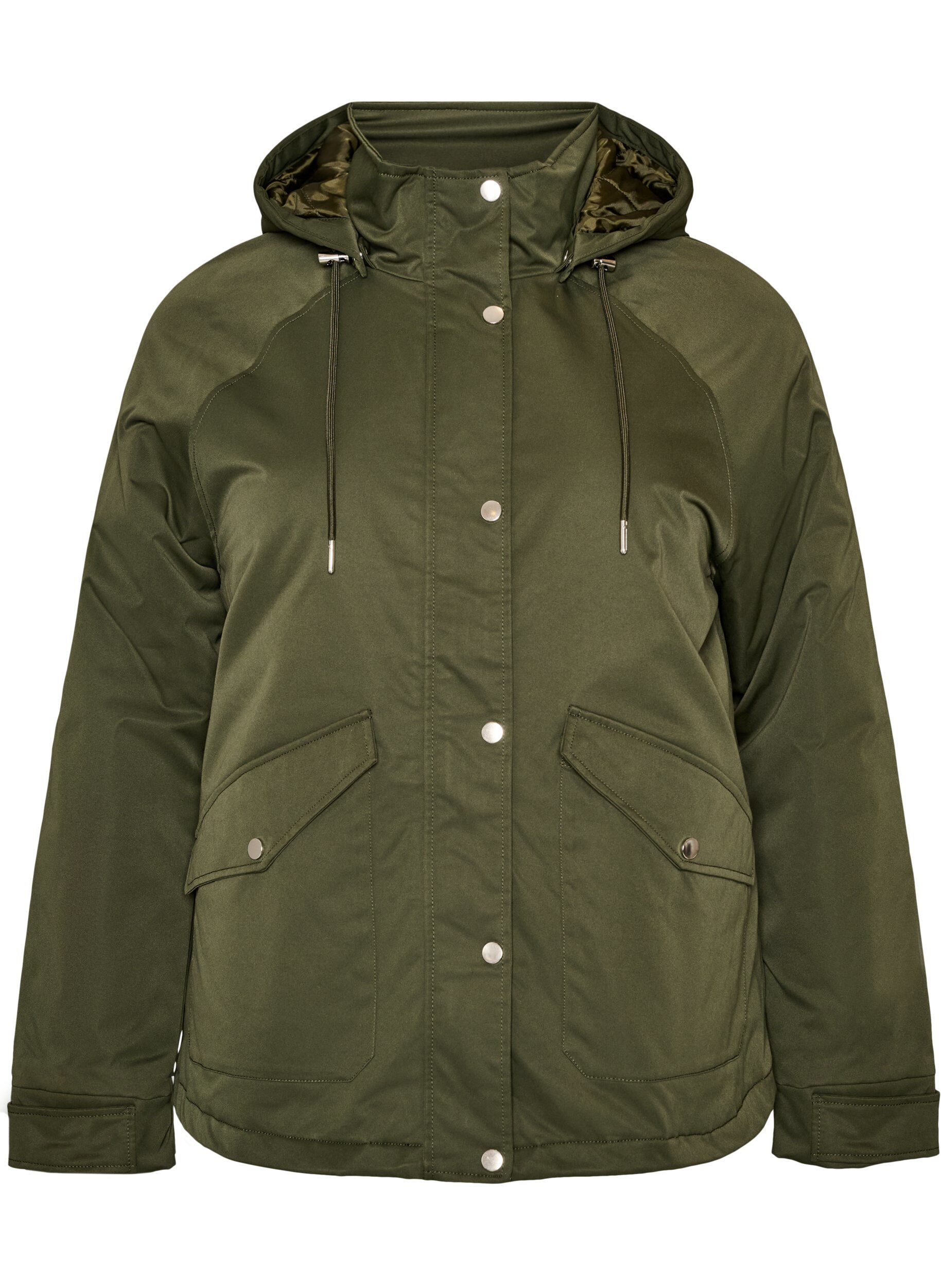 ZizziPolstret parkas med avtakbar hette, Gr&oslash;nn, Packshot image number 0