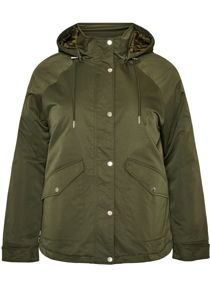 Polstret parkas med avtakbar hette, Gr&oslash;nn, Packshot image number 0