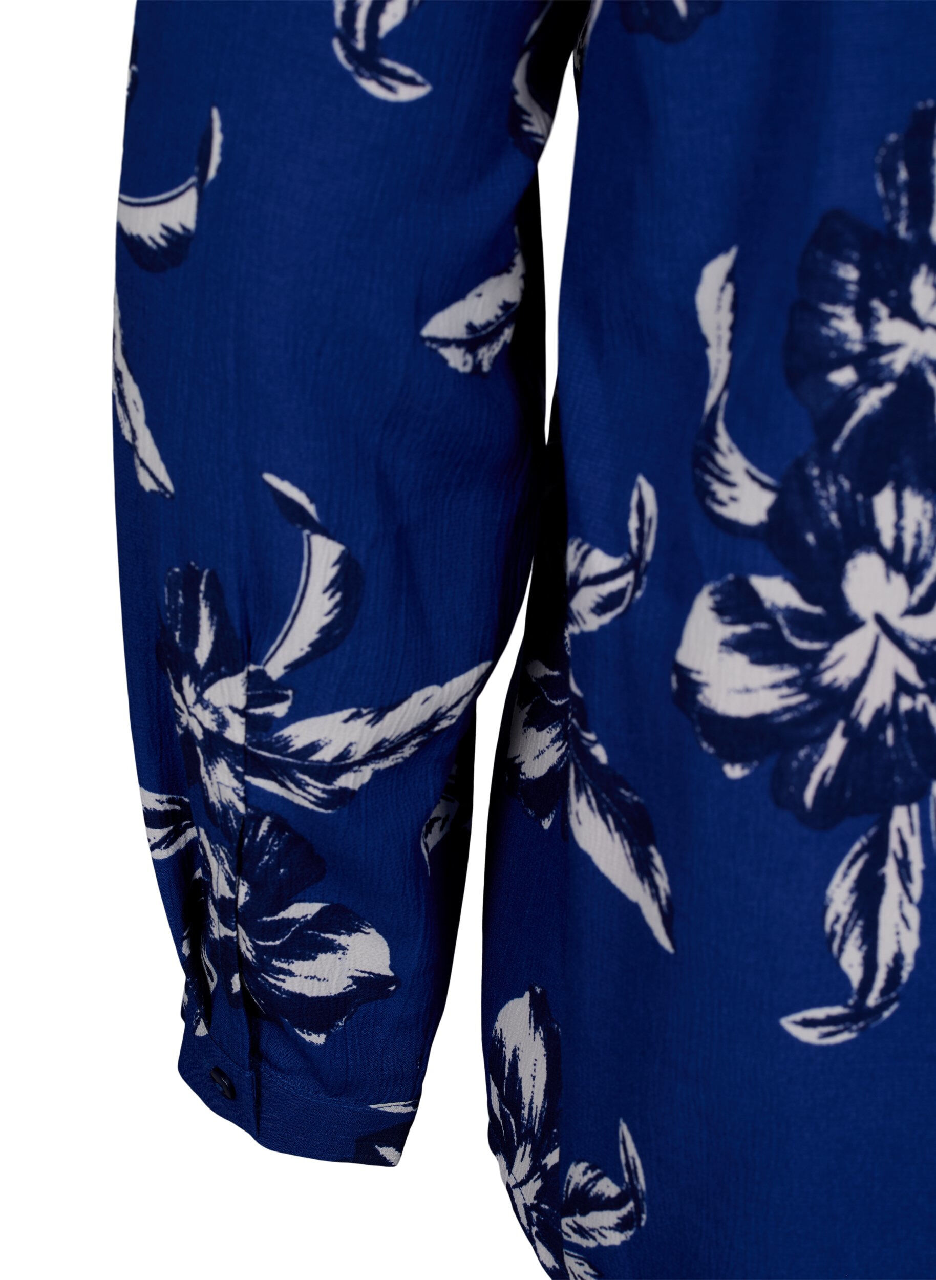Zizzi FLASH - bluse med lange ermer og trykk, Navy Blazer Flower, Packshot image number 3