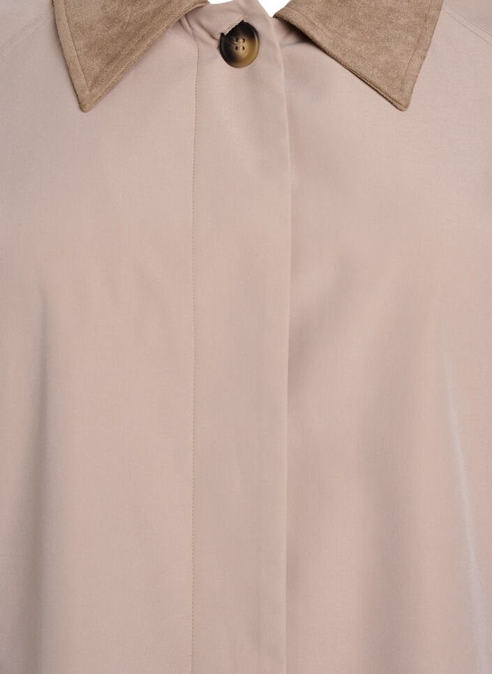 V&aring;rjakke med imitert semsket krage og skjult knappelukking, Beige, Packshot image number 2