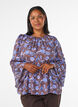 Bluse med blomster og volangermer, Brun, Model image number 0