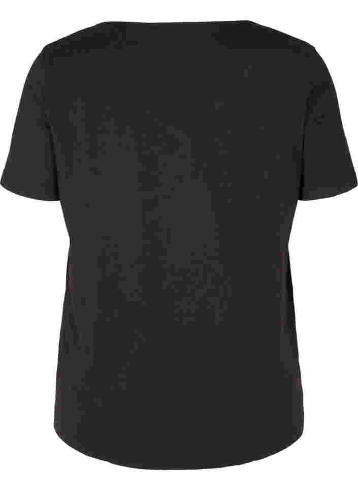 T-skjorte med V-hals og mesh, Black, Packshot image number 1