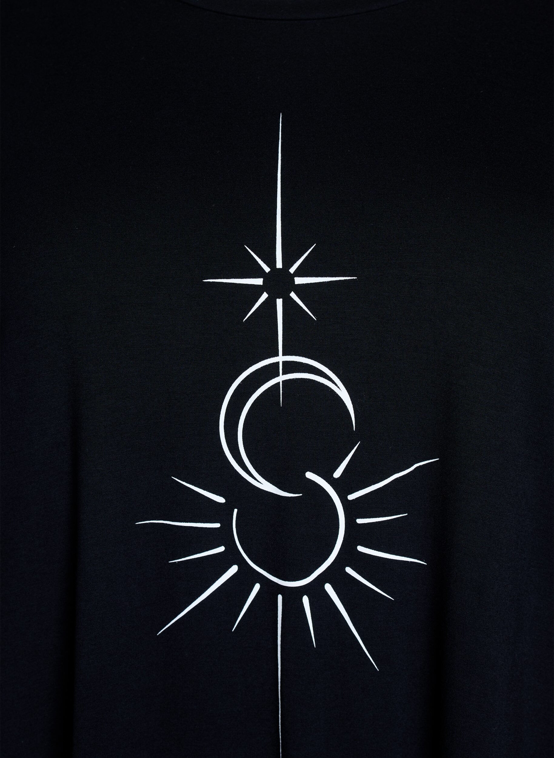 Zizzi L&oslash;s viskose natt-t-skjorte, Svart, Packshot image number 2