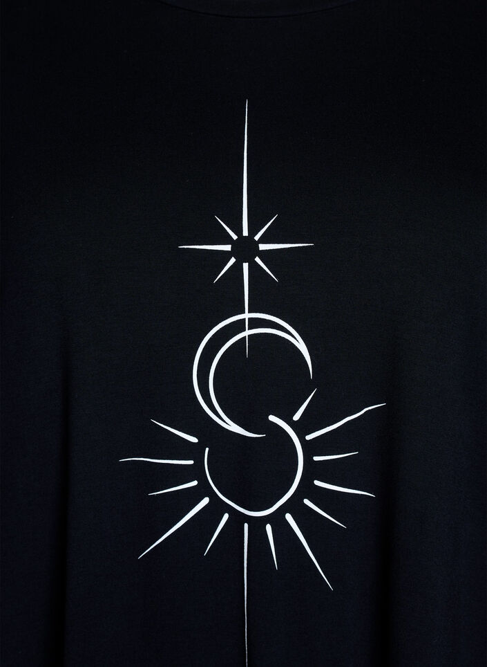 Løs viskose natt-t-skjorte, Svart, Packshot image number 2