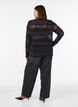 Bluse med blonder og lange ermer, Svart, Model image number 2
