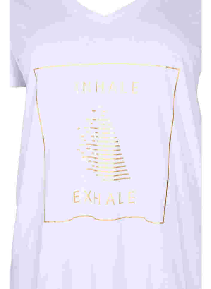 T-skjorte med trykk i bomull til trening , White w. inhale logo, Packshot image number 2