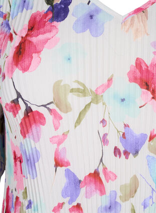 Plissert blomstrete bluse, White/MultiFlowerAOP, Packshot image number 2