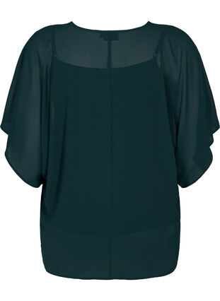 Mønstrete bluse med knyting og korte ermer, Scarab, Packshot image number 1