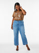 Bomulls-T-skjorte med trykk, Brun, Model image number 1