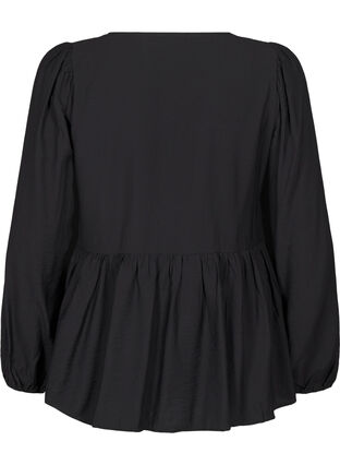 Zizzi Bluse med perlesløyfer og lange ermer, Black, Packshot image number 1