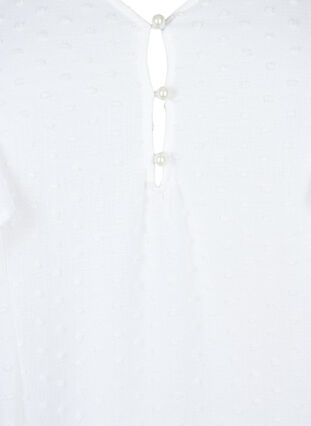 Bluse med prikket struktur og korte ermer, Bright White, Packshot image number 2