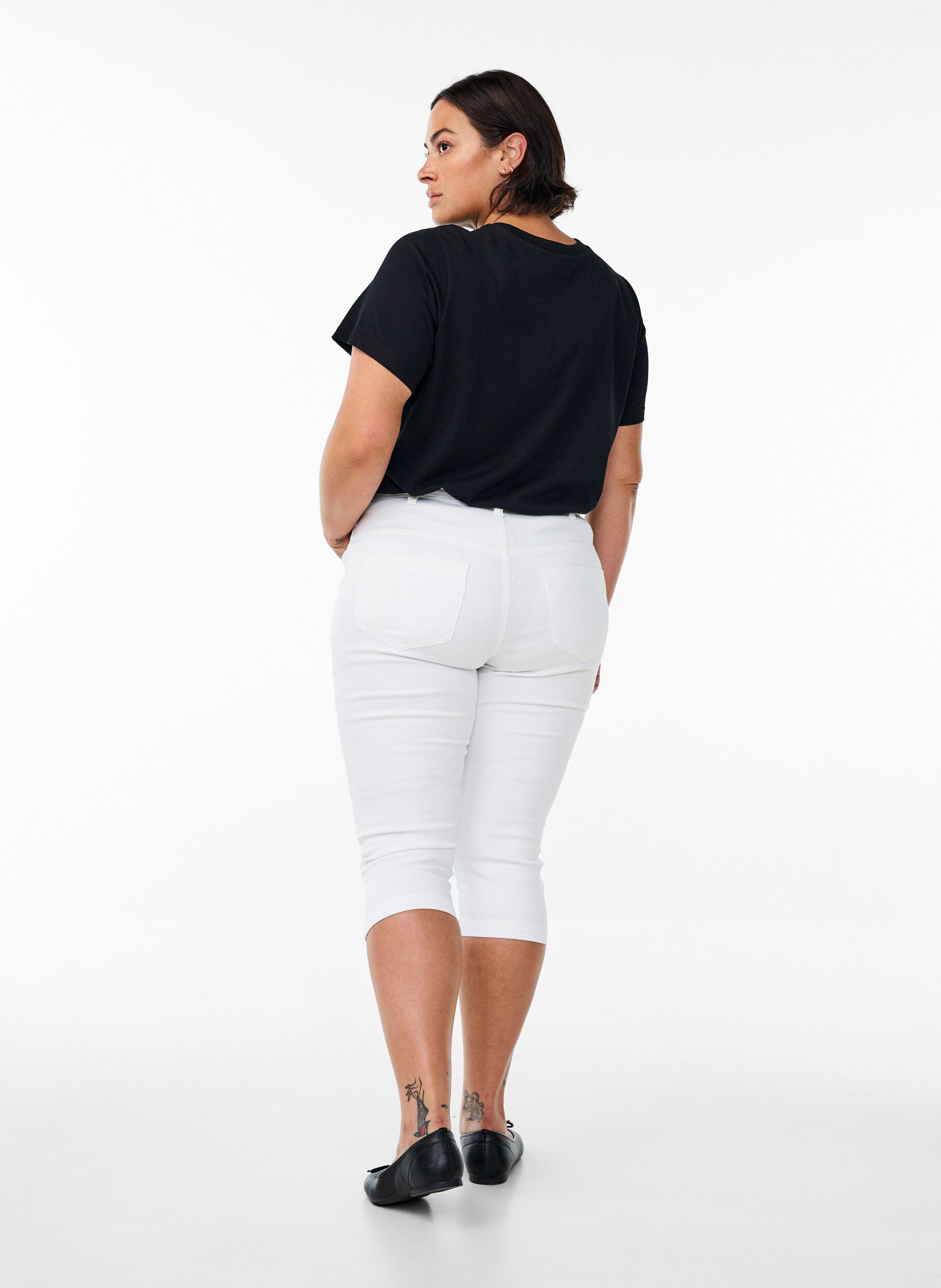 ZizziAmy capribukser med h&oslash;yt liv og super slim fit, Hvit, Model image number 1