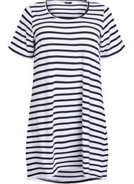 Stripete jerseykjole med korte ermer, Black Stripe