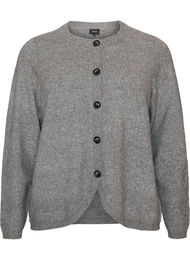 Cardigan med knapper og avrundet front, Gr&aring;