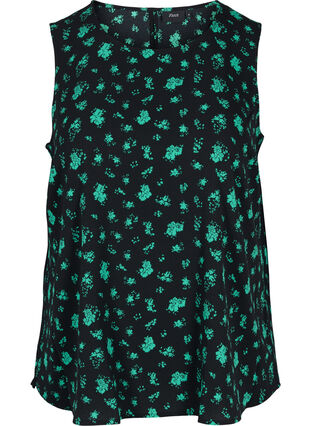 Topp uten ermer med mønster, Green Flower AOP, Packshot image number 0