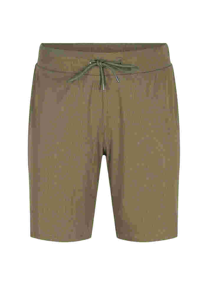 Løse shorts med en ribbet struktur, Ivy Green, Packshot image number 0