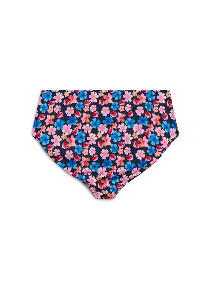 H&oslash;y midje bikinitruse med blomsterm&oslash;nster, Rosa, Packshot image number 1