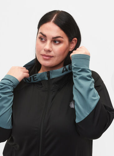 Treningscardigan med hette, Black, Model image number 2