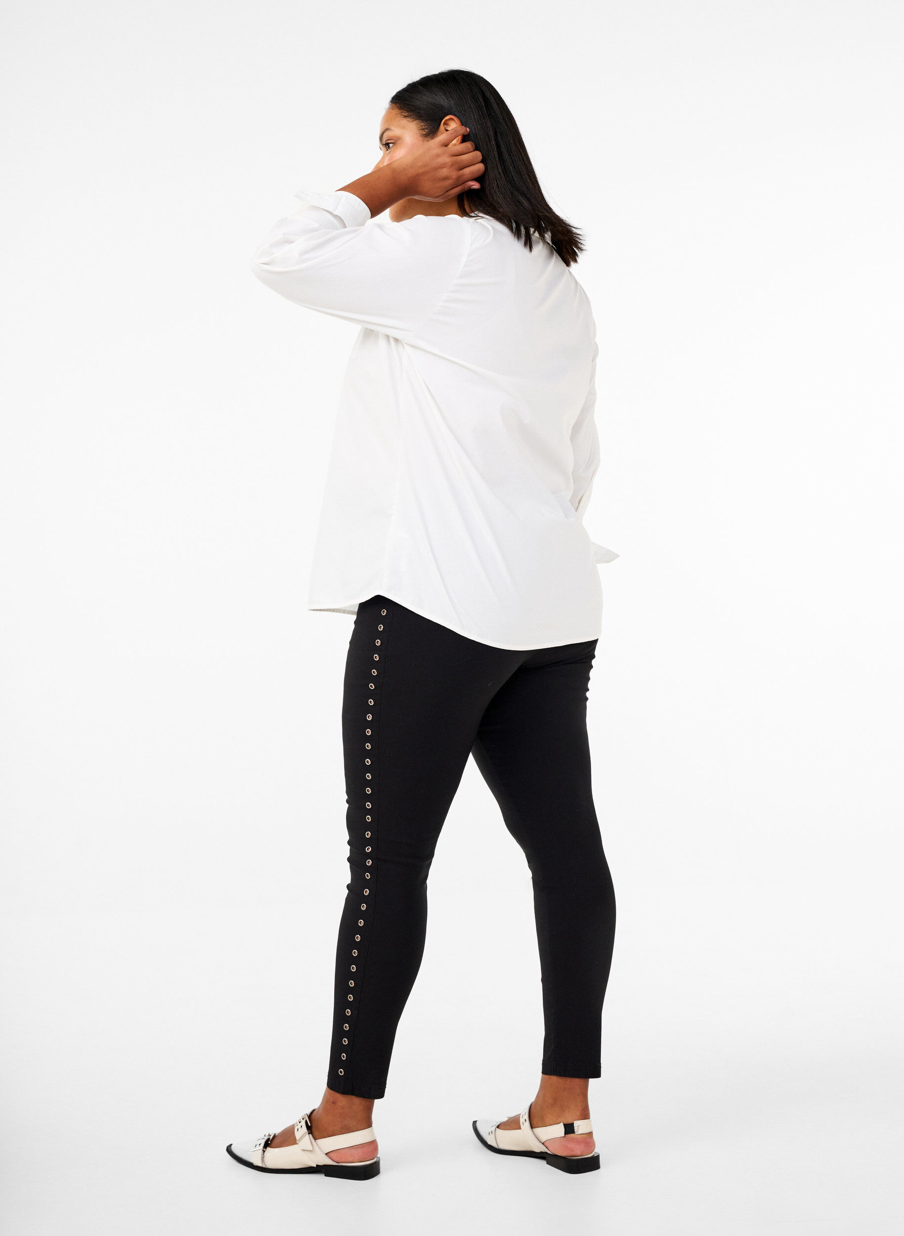 Zizzi Leggings med maljer, Black, Model image number 1