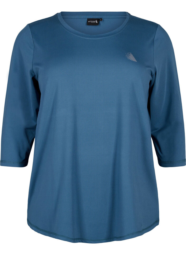Treningsbluse med 3/4-ermer, Bl&aring;, Packshot image number 0