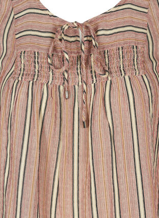 Stripete bluse med 3/4-ermer og smock, Rose Smoke stripe, Packshot image number 2