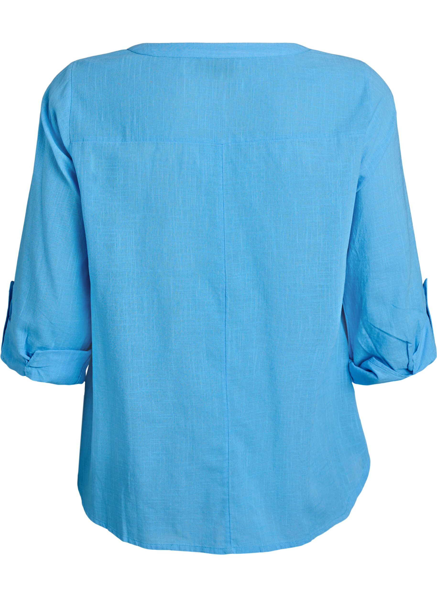 ZizziBluse i bomull med V-hals, Bl&aring;, Packshot image number 1