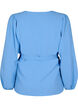 Langermet omslagsbluse med knytebelte, Blå, Packshot image number 1