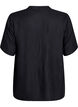 Kortermet bluse med diagonal knappelukking, Svart, Packshot image number 1
