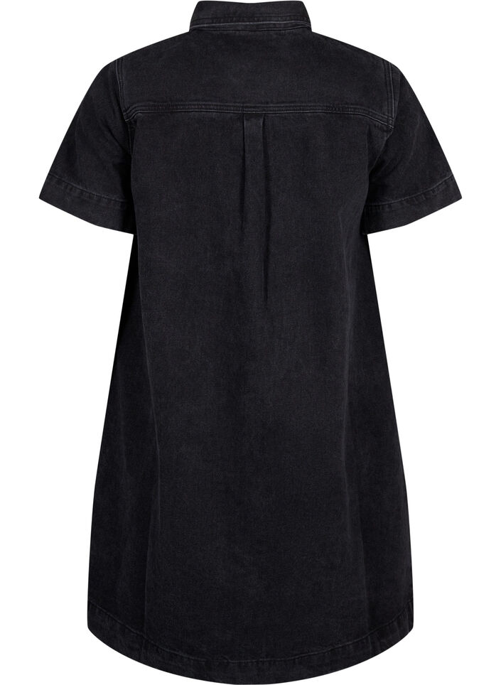 Lang denimskjorte med korte ermer, Grey Washed, Packshot image number 1