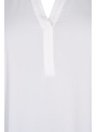 Bluse med 3/4 ermer og V-hals, Bright White, Packshot image number 2