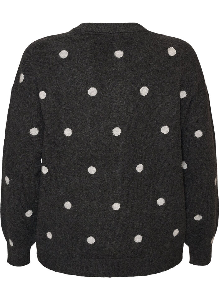 Cardigan med et prikkete m&oslash;nster, Gr&aring;, Packshot image number 1