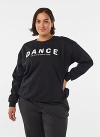 Genser med frottétekst, Svart Genser med frottétekst, Svart, Model