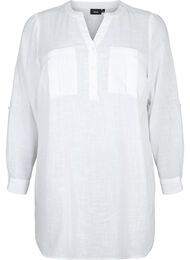 Tunika i bomull med 3/4-ermer, Bright White