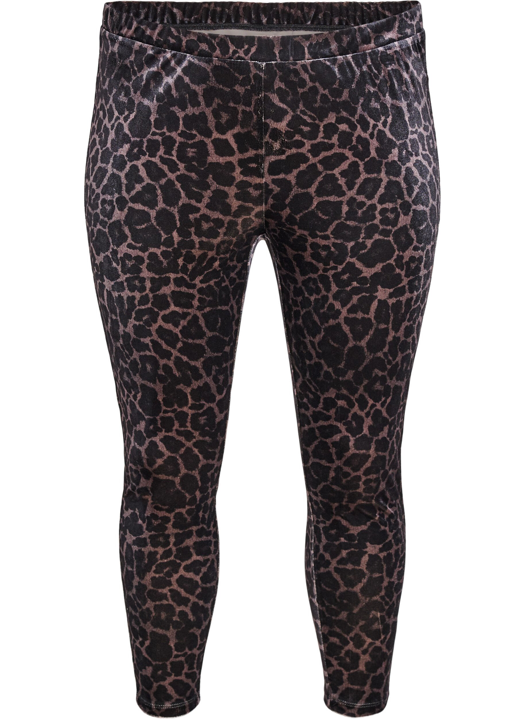 Velourleggings med leopardm&oslash;nster