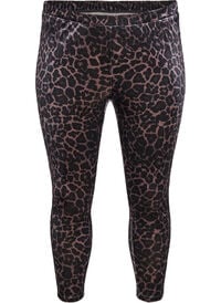 Velourleggings med leopardmønster, Brun Velourleggings med leopardmønster
