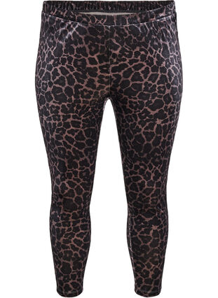 Zizzi Velourleggings med leopardmønster, Brun, Packshot image number 0