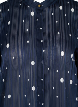 Mønstrete skjortebluse med 3/4 ermer, Navy Blazer Dot, Packshot image number 2