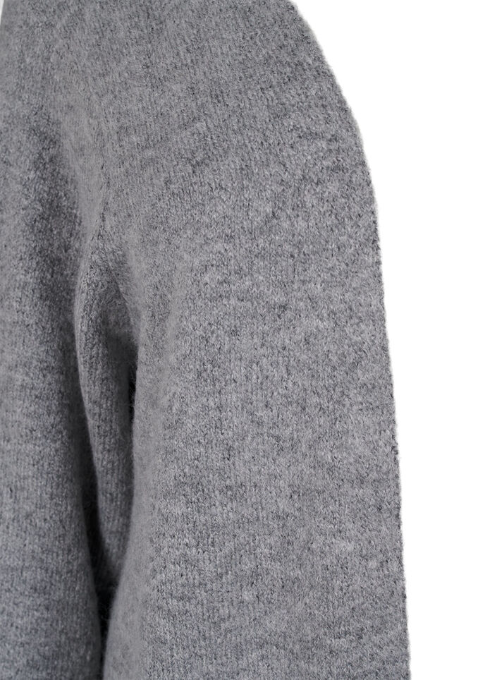 Lang strikket cardigan med lommer, Grå, Packshot image number 2