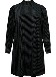 Strukturmønstret kjole i velur, Black