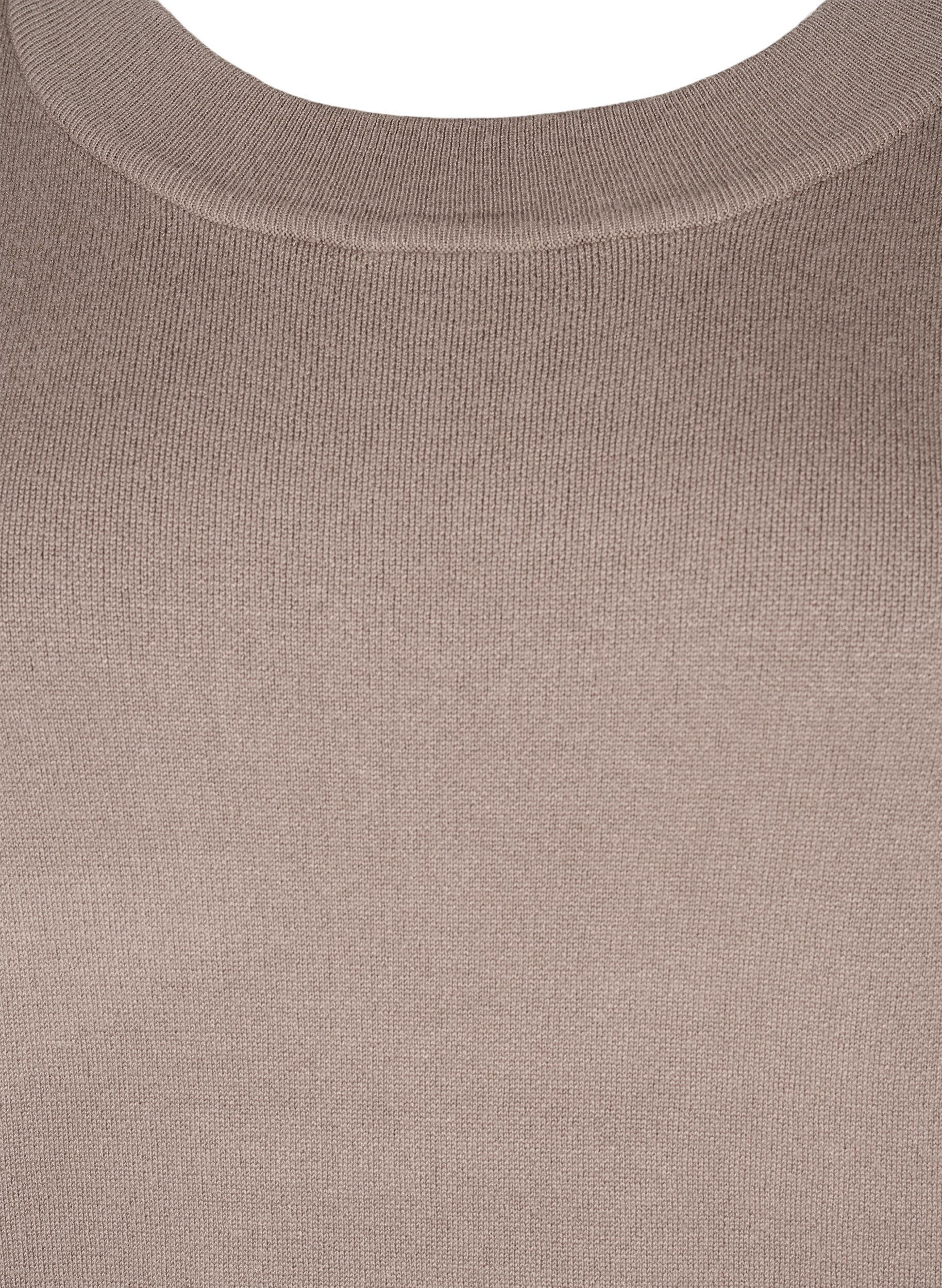 Zizzi Strikket kjole med broderidetaljer, Desert Taupe Comb, Packshot image number 2