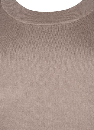 Zizzi Strikket kjole med broderidetaljer, Desert Taupe Comb, Packshot image number 2